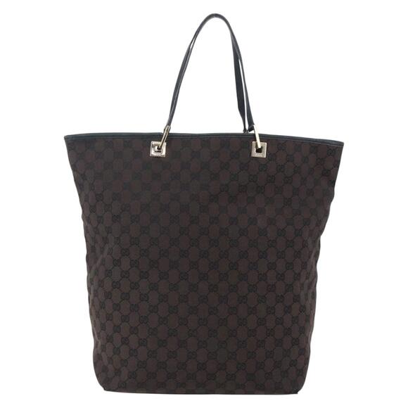 GUCCI GG Canvas Tote Bag Brown Gold 002 002 - Picture 3 of 13